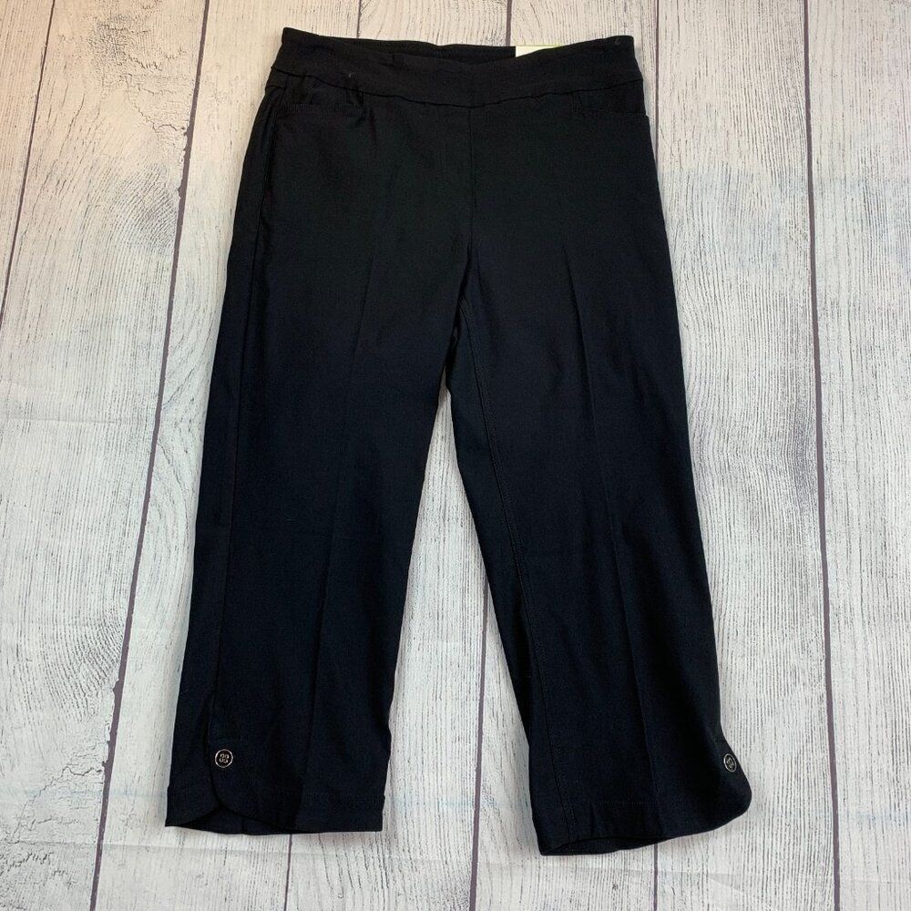 SlimSation Capri Pants sz 4 Black Stretch Pull on Inseam 20.5" New NWT